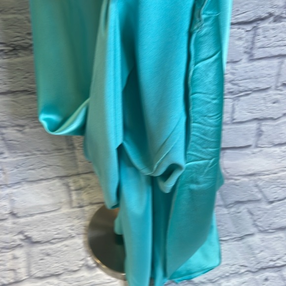 Badgley Mischka Aqua Sleeveless Stretch Prom Wedding Gown Formal Dress Size 0 - Picture 13 of 15